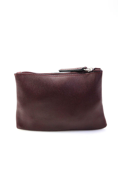 Lupo Womens Small Zip Top Leather Coin Purse Pouch Wallet Burgundy