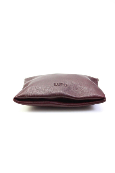 Lupo Womens Small Zip Top Leather Coin Purse Pouch Wallet Burgundy