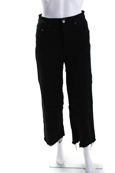 Reformation Womens Buttoned Straight Zipped Straight Leg Pants Black Size EUR27