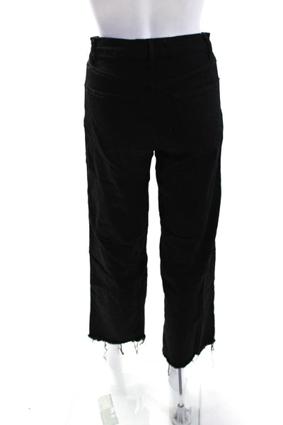 Reformation Womens Buttoned Straight Zipped Straight Leg Pants Black Size EUR27