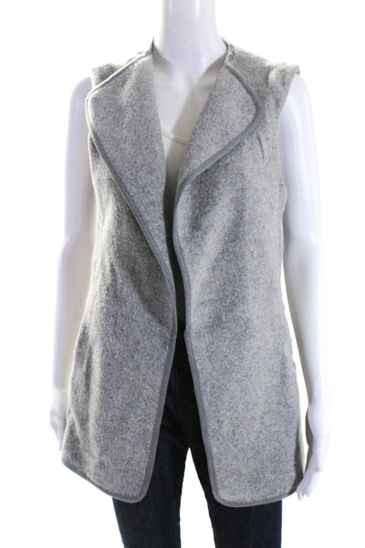 Club Monaco Womens Wool Open Front Sleeveless Textured Sweater Vest Gray Size S