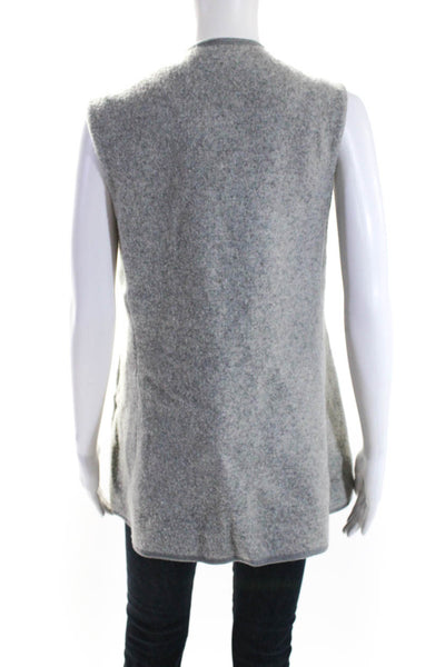 Club Monaco Womens Wool Open Front Sleeveless Textured Sweater Vest Gray Size S