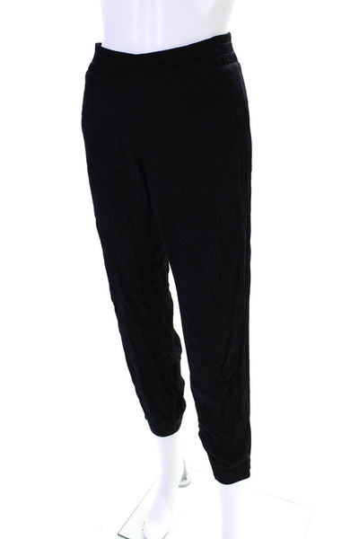 Monrow Womens Elastic Waistband Straight Leg Jogger Pants Black Size Small