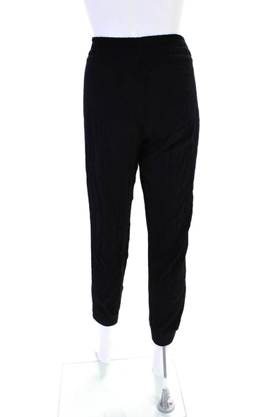 Monrow Womens Elastic Waistband Straight Leg Jogger Pants Black Size Small