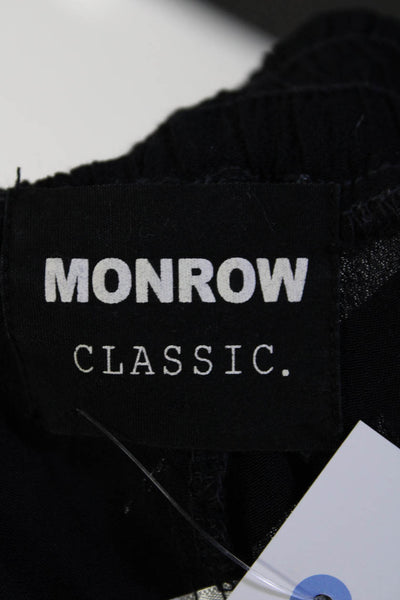 Monrow Womens Elastic Waistband Straight Leg Jogger Pants Black Size Small