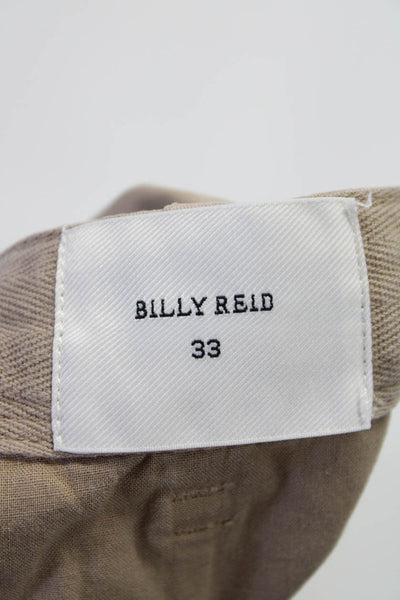 Billy Reid Men's Button Closure Flat Front Straight Leg Dress Pant Beige Size 33