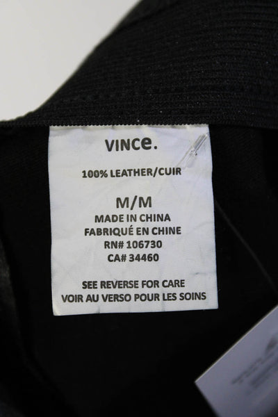 Vince Womens Elastic Waistband Mid Rise Leather Ankle Leggings Black Size Medium