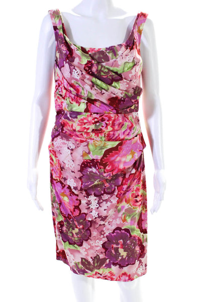 Suzi Chin for Maggy Boutique Women's Scoop Neck Floral Cinch Midi Dress Size 8