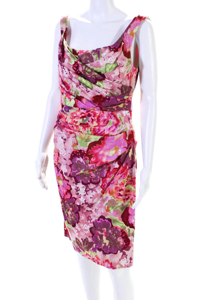 Suzi Chin for Maggy Boutique Women's Scoop Neck Floral Cinch Midi Dress Size 8