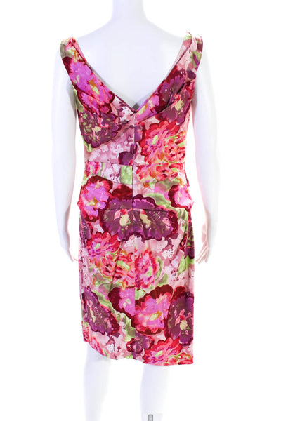 Suzi Chin for Maggy Boutique Women's Scoop Neck Floral Cinch Midi Dress Size 8