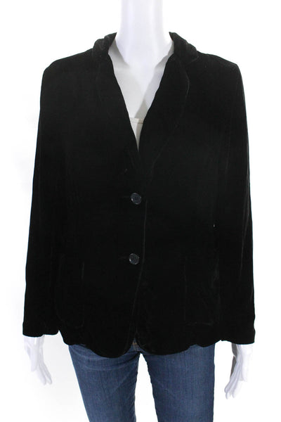 Velvet by Graham & Spencer Womens Velour Collared Buttoned Top Black Size S