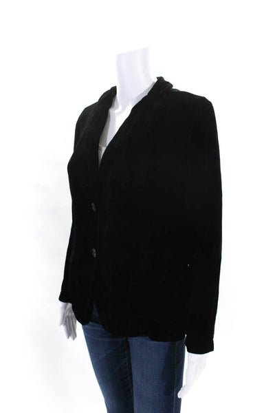 Velvet by Graham & Spencer Womens Velour Collared Buttoned Top Black Size S