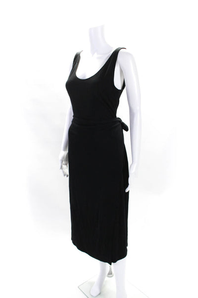 Vince Womens Sleeveless Wrap Midi Full Length Maxi Dress Black Size Medium