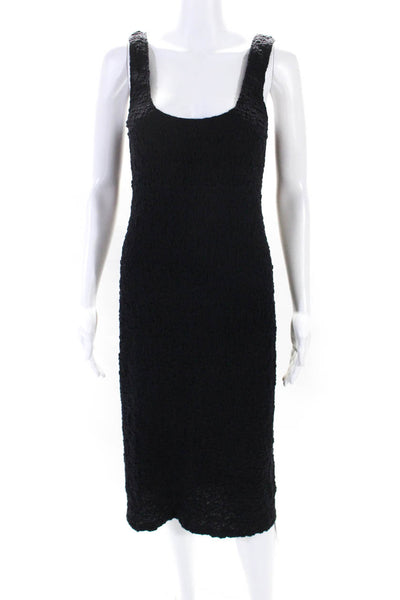 Vince Womens Textured Sleeveless Midi Maxi Dress Black Cotton Size Medium