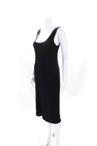 Vince Womens Textured Sleeveless Midi Maxi Dress Black Cotton Size Medium