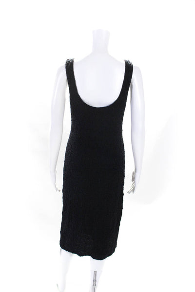 Vince Womens Textured Sleeveless Midi Maxi Dress Black Cotton Size Medium