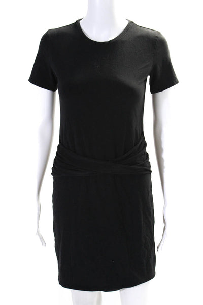 Theory Womens Jersey Self Belted Mini Sheath Tee Shirt Dress Black Size Petite