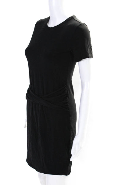 Theory Womens Jersey Self Belted Mini Sheath Tee Shirt Dress Black Size Petite