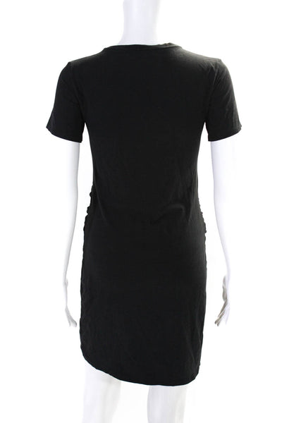 Theory Womens Jersey Self Belted Mini Sheath Tee Shirt Dress Black Size Petite