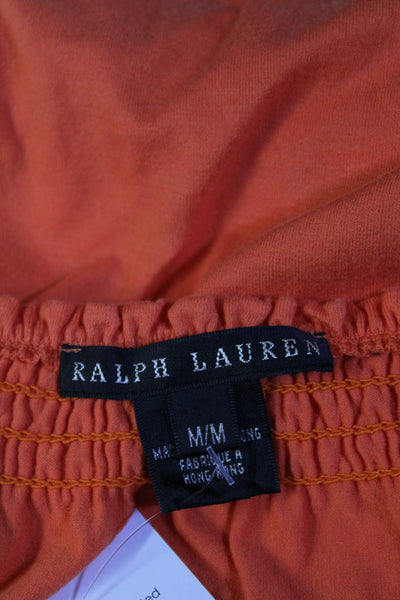 Ralph Lauren Blue Label Womens Short Sleeve Off Shoulder Blouse Orange Size M