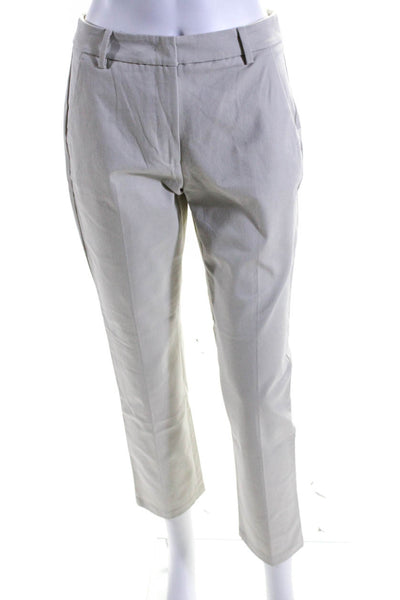 Weekend Max Mara Womens Cotton Flat Front Straight Leg Trousers Beige Size 4