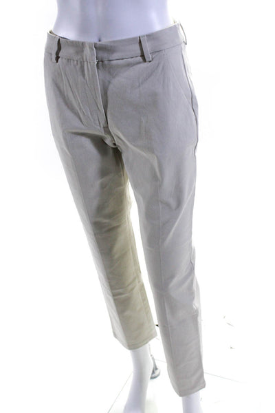 Weekend Max Mara Womens Cotton Flat Front Straight Leg Trousers Beige Size 4