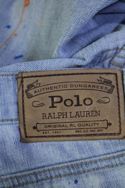 Polo Ralph Lauren Womens Mid Rise Painted Straight Leg Jeans Blue Size 28