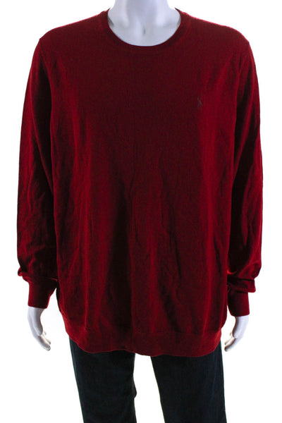 Polo Ralph Lauren Mens Merino Wool Long Sleeve Knit T shirt Red Size XL