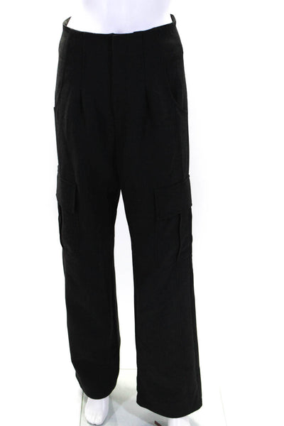MDRN Womens Woven High Waist Straight Leg Cargo Pants Dark Gray Size Small