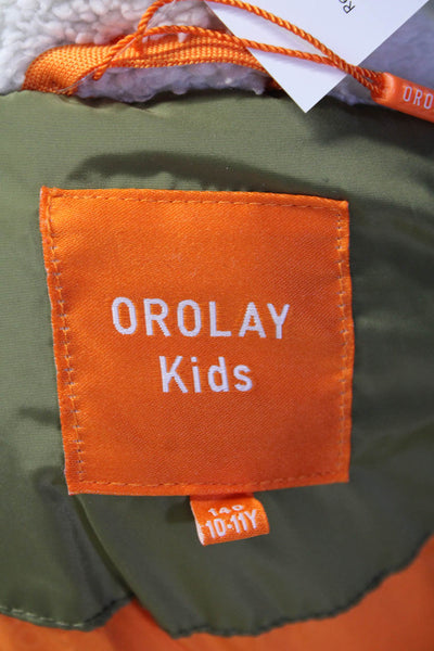 Orolay Girls Full Zip Quilted Hooded Puffer Coat Green Size 10-11