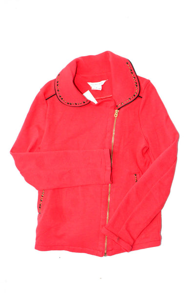 Little Marc Jacobs Girls Cotton Studded Full Zip Biker Jacket Red Size 8