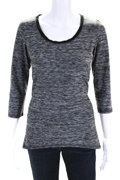 ALALA Womens 3/4 Sleeve Cut Out Back Moisture Wick Shirt Heather Black Size S