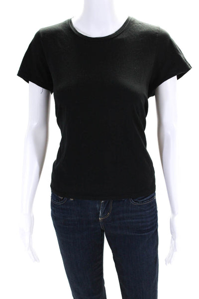 ALALA Womens 3/4 Sleeve Cut Out Back Moisture Wick Shirt Heather Black Size S