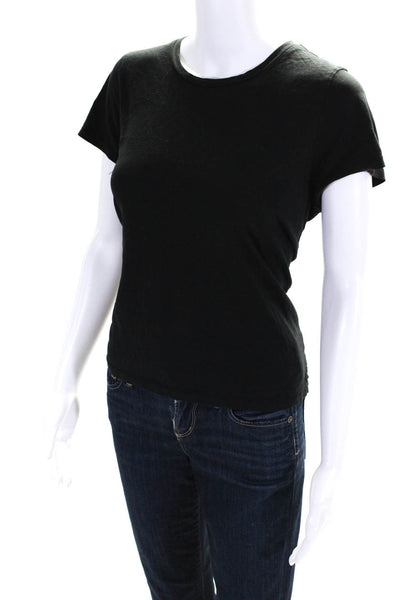 ALALA Womens 3/4 Sleeve Cut Out Back Moisture Wick Shirt Heather Black Size S