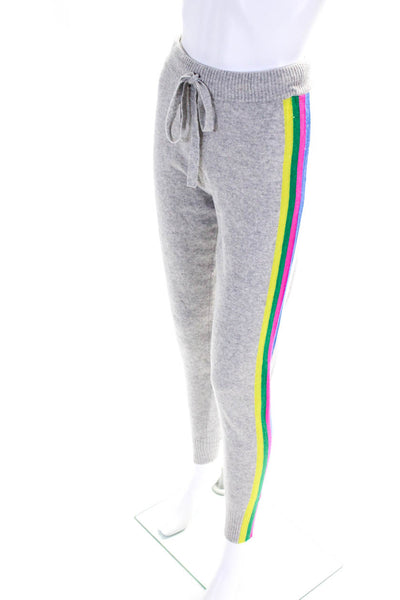 PRVLG Womens Cashmere Rainbow Striped Drawstring Jogger Sweatpants Gray Size XS