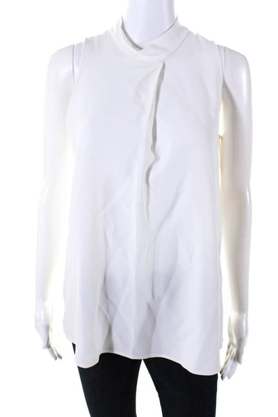 Theory Womens Back Zip Sleeveless Mock Neck Boxy Top White Size Small