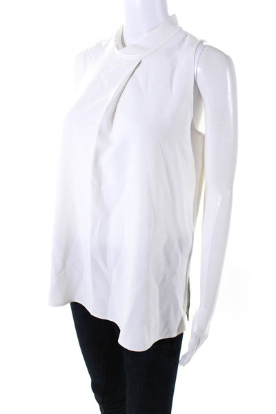 Theory Womens Back Zip Sleeveless Mock Neck Boxy Top White Size Small