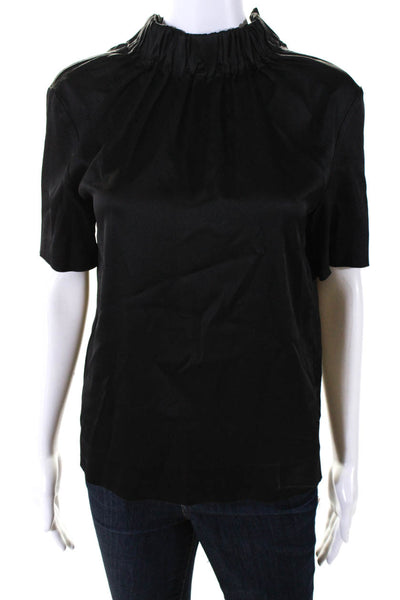 COS Women's Cinch Round Neck Short Sleeves Boxy Blouse Black Size 4