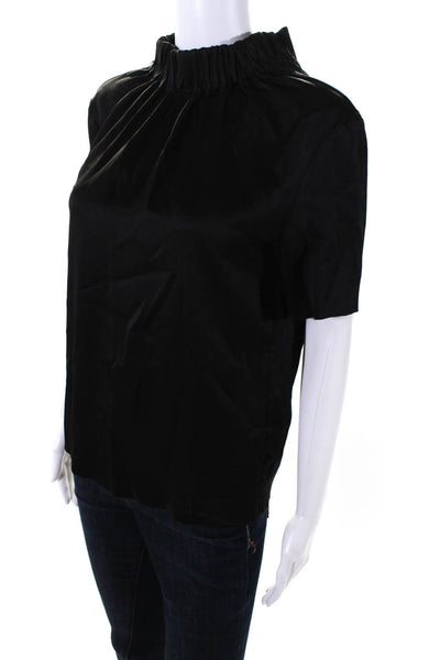 COS Women's Cinch Round Neck Short Sleeves Boxy Blouse Black Size 4