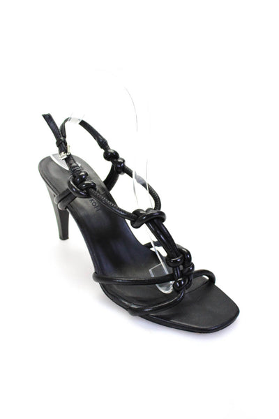 Rebecca Minkoff Women's Open Toe Strappy Cone Heels Leather Sandals Black Size 8