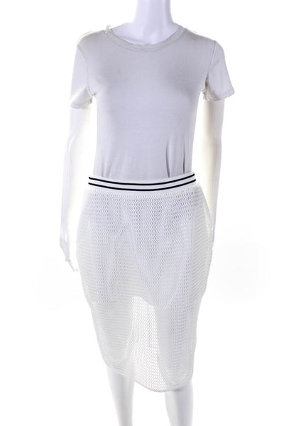 Jean Claude Pierlot Womens Elastic Waist Lined Mesh Pencil Skirt White Size M