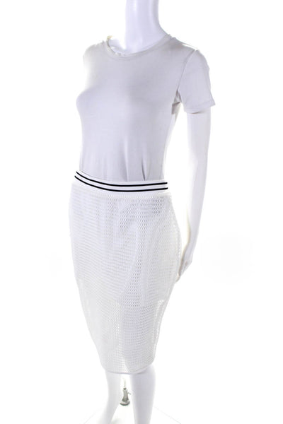 Jean Claude Pierlot Womens Elastic Waist Lined Mesh Pencil Skirt White Size M