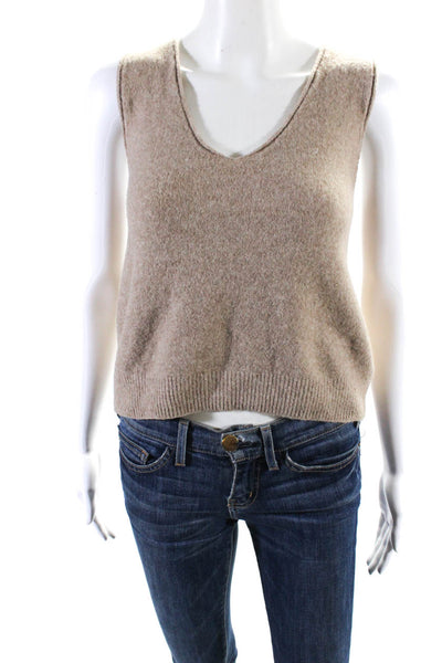 Tahari Womens V-Neck Sleeveless Knitted Tank Top Cardigan Set Brown Size M