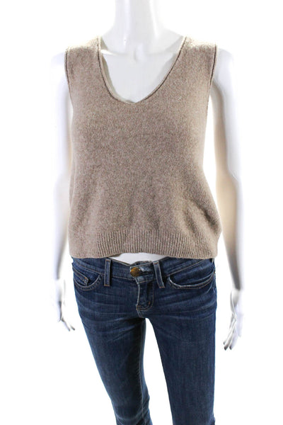 Tahari Womens V-Neck Sleeveless Knitted Tank Top Cardigan Set Brown Size M