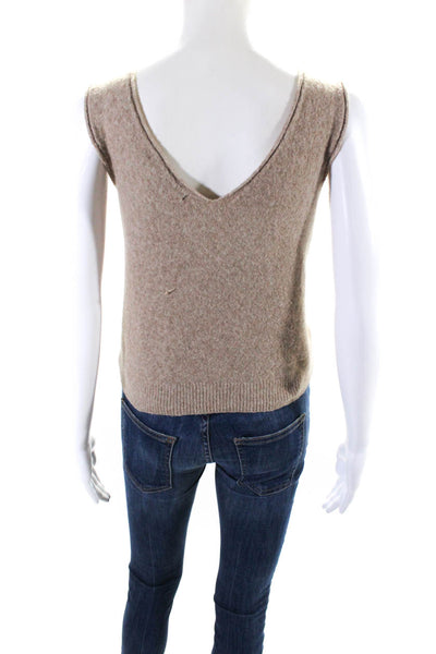 Tahari Womens V-Neck Sleeveless Knitted Tank Top Cardigan Set Brown Size M