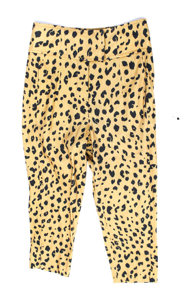 Nicholas Womens Pleated Leopard Print High Rise Capri Pants Brown Size 0