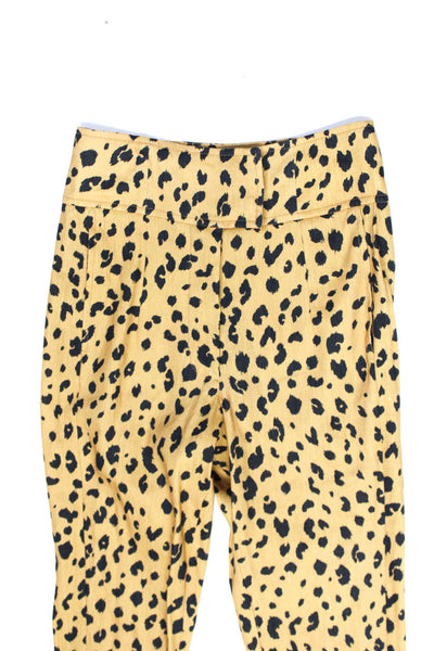Nicholas Womens Pleated Leopard Print High Rise Capri Pants Brown Size 0