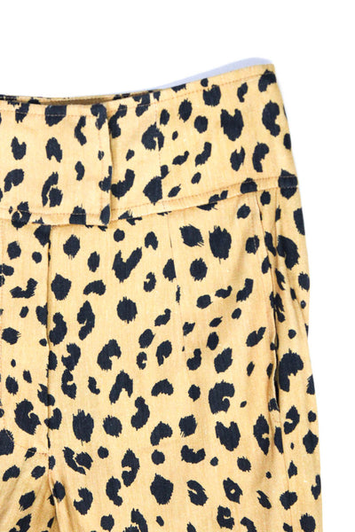 Nicholas Womens Pleated Leopard Print High Rise Capri Pants Brown Size 0