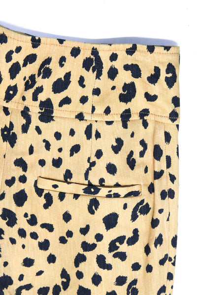 Nicholas Womens Pleated Leopard Print High Rise Capri Pants Brown Size 0