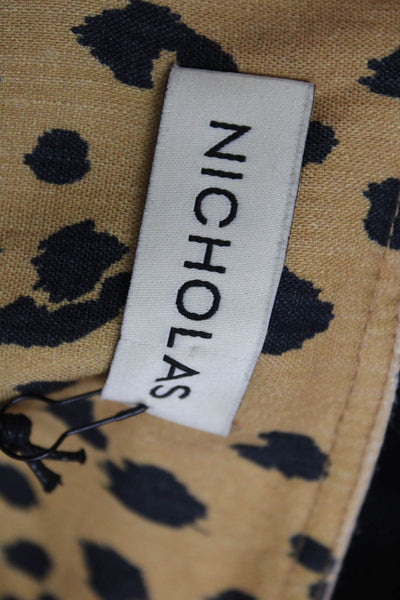 Nicholas Womens Pleated Leopard Print High Rise Capri Pants Brown Size 0